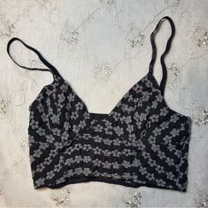 Intimately free people black floral embroidered bralette – size large